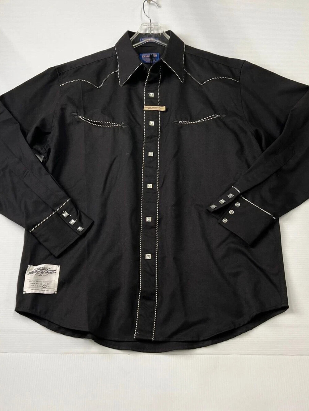 PENDLETON El Dorado Shirt Men's Size L Black 5/8 Rare MSRP $300 Wool New limit